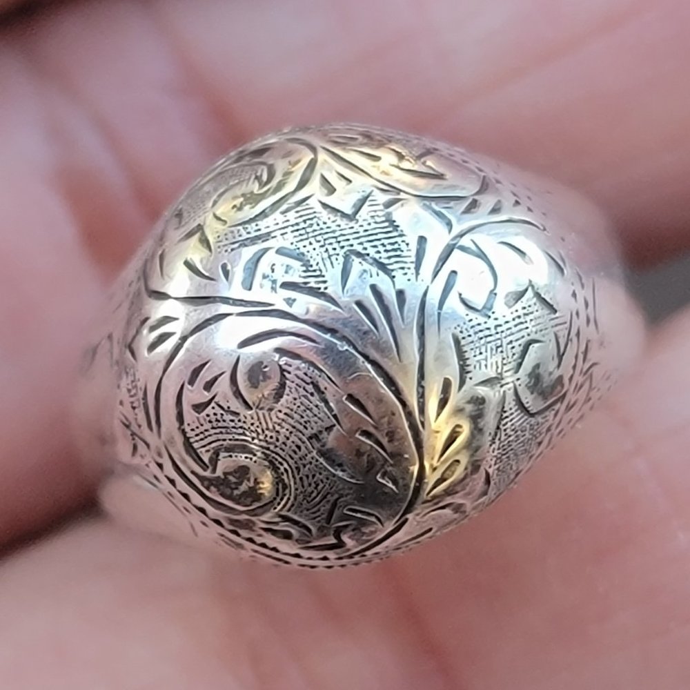 Vintage 925 sterling silver SIAM bubble untricately hand chased engraved ring - Picture 10 of 15